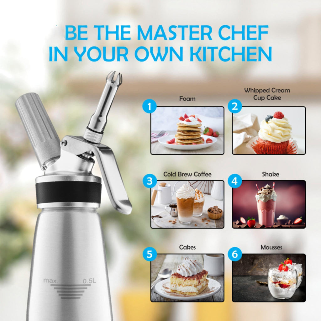 SWISSTON Whipped Cream Dispenser 500ml/1 Pint - Aluminum Cream Whipper & Whipping Siphon for Cold Foam, Coffee & Desserts
