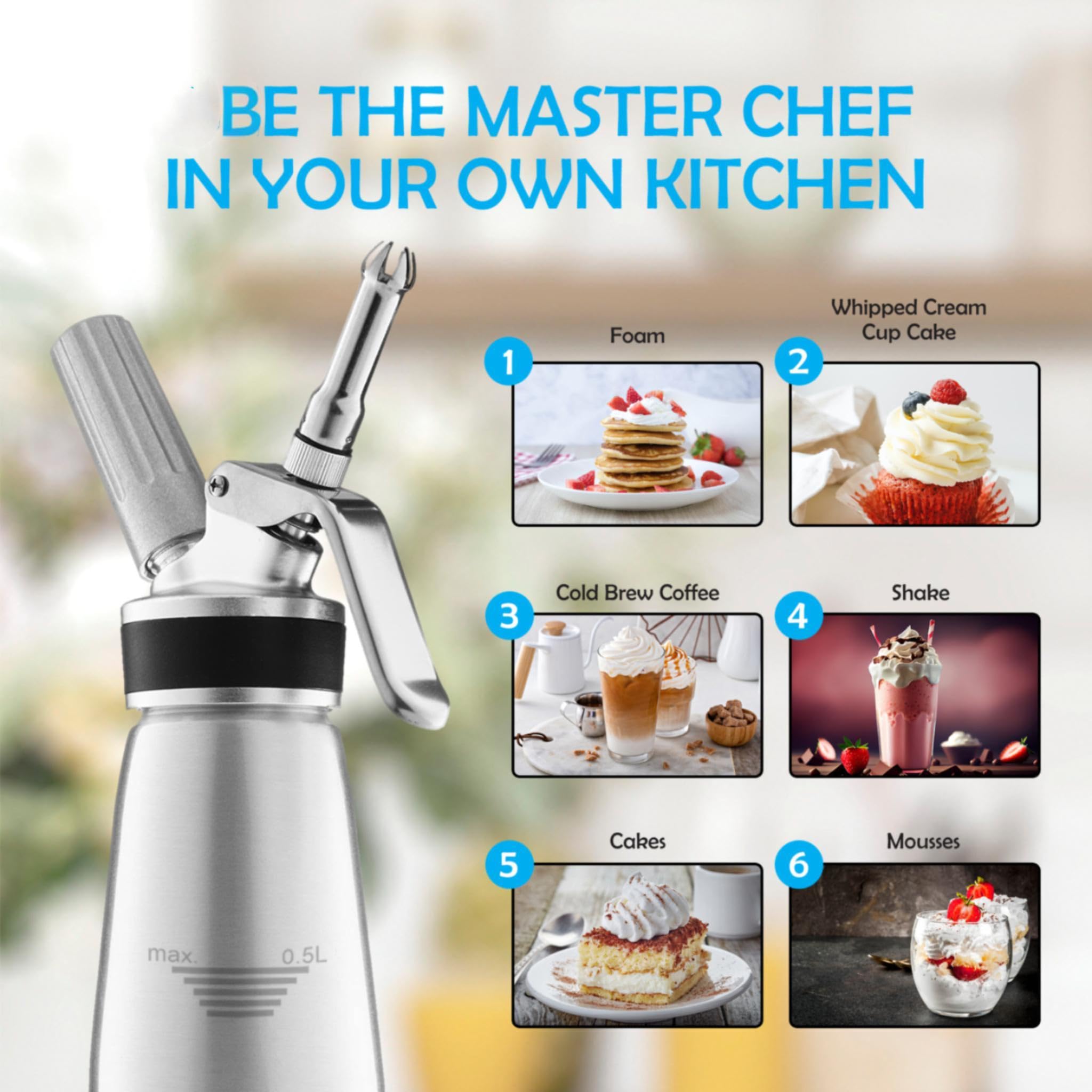 SWISSTON Whipped Cream Dispenser 500ml/1 Pint - Aluminum Cream Whipper & Whipping Siphon for Cold Foam, Coffee & Desserts
