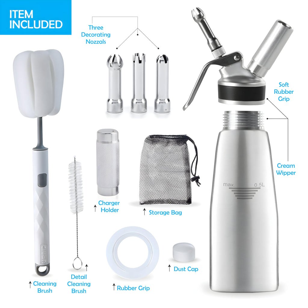 SWISSTON Whipped Cream Dispenser 500ml/1 Pint - Aluminum Cream Whipper & Whipping Siphon for Cold Foam, Coffee & Desserts