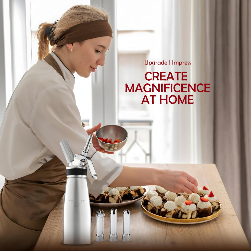 SWISSTON Whipped Cream Dispenser 500ml/1 Pint - Aluminum Cream Whipper & Whipping Siphon for Cold Foam, Coffee & Desserts