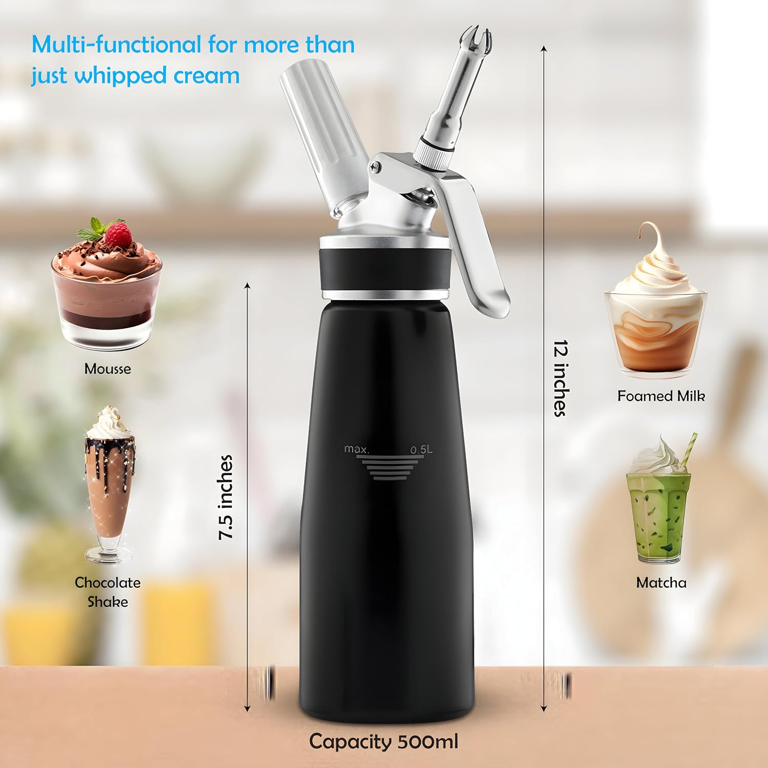 Swisston Whipped Cream Dispenser — 500ml Aluminium Cream Whipper