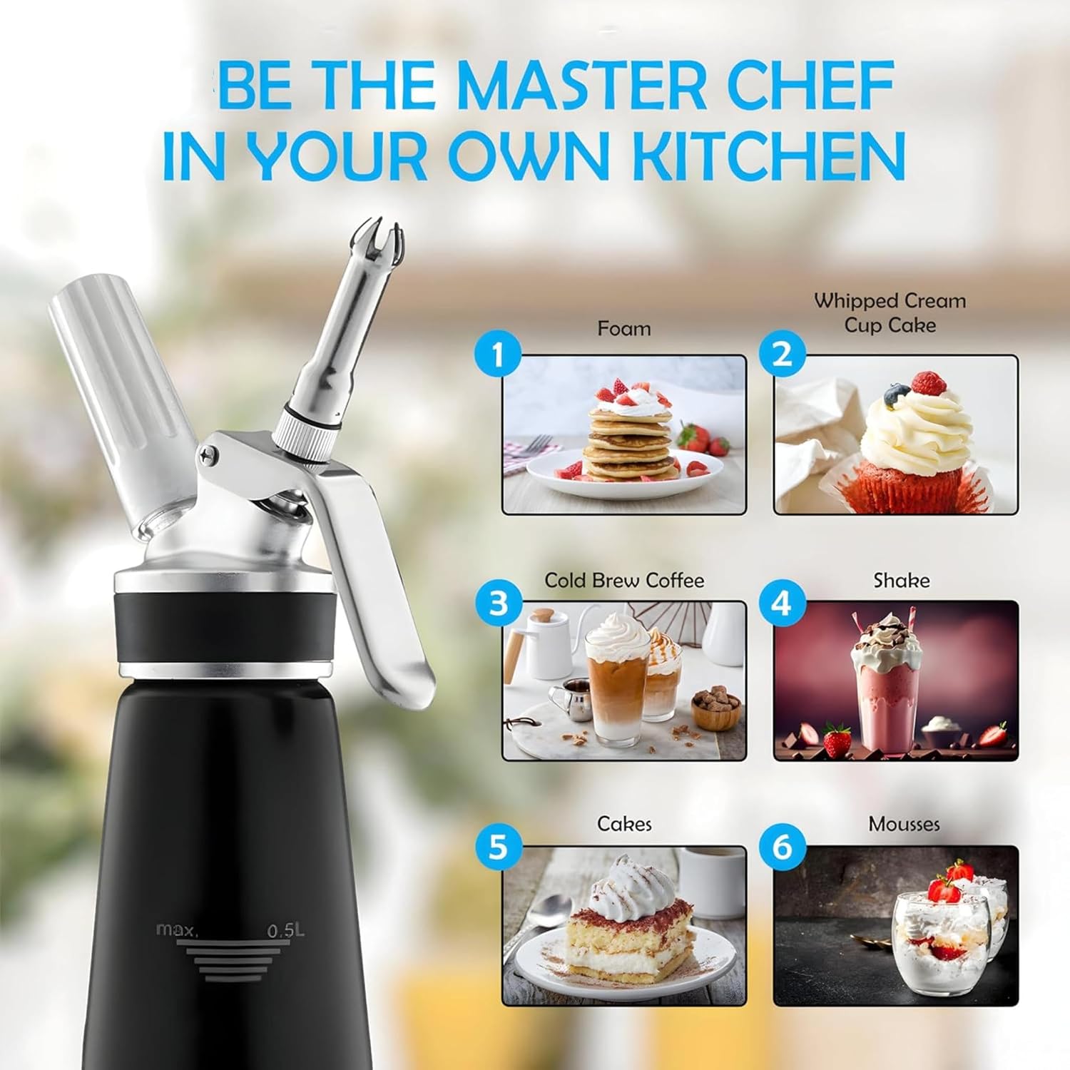 Swisston Whipped Cream Dispenser — 500ml Aluminium Cream Whipper