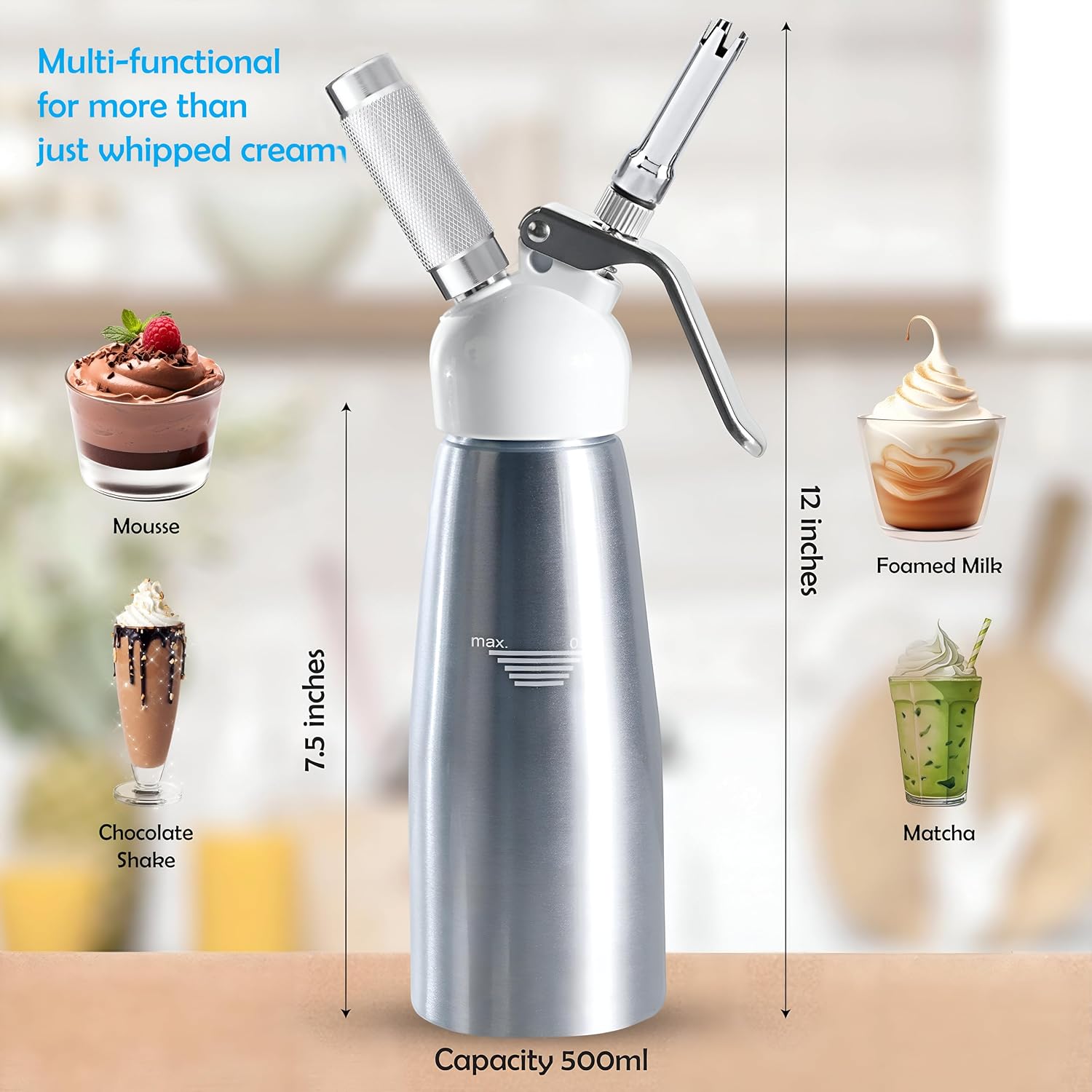 Swisston Whipped Cream Dispenser — 500ml Aluminium Cream Whipper