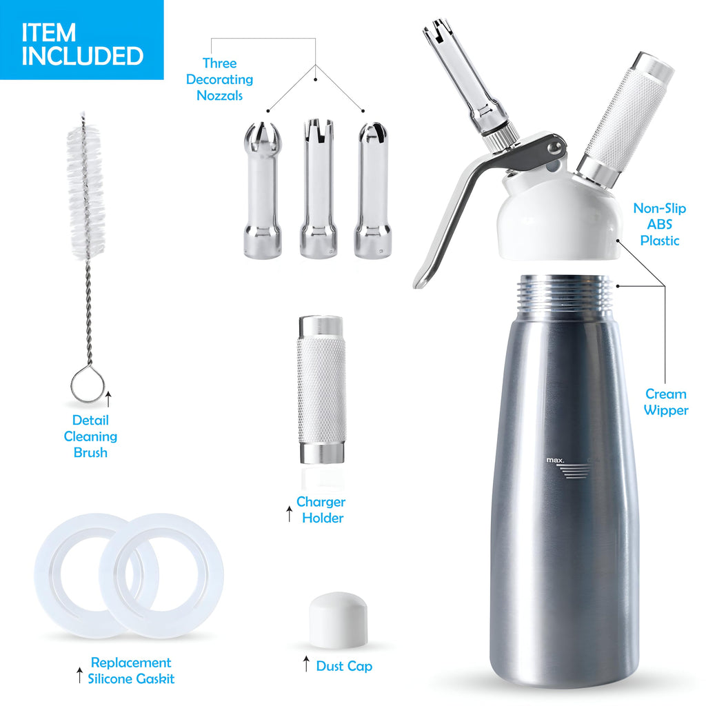 Swisston Whipped Cream Dispenser — 500ml Aluminium Cream Whipper