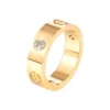 TRENDY STAINLESS STEEL ROSE GOLD COLOR LOVE RING FOR WOMEN MEN COUPLE CZ CRYSTAL RINGS LUXURY BRAND JEWELRY WEDDING GIFT